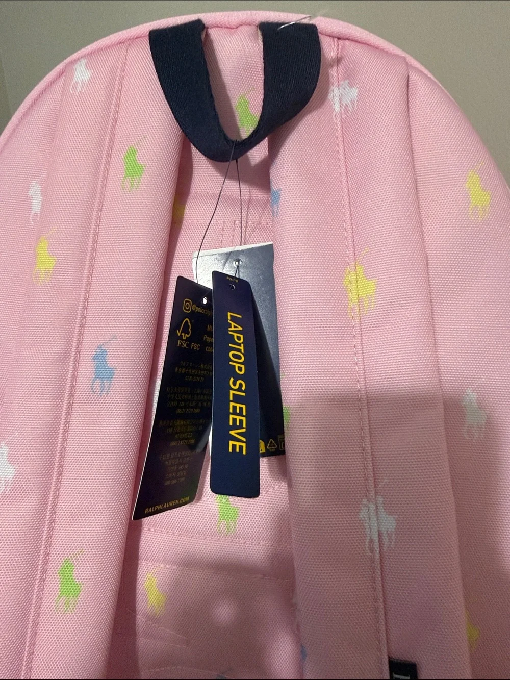 Ralph Lauren Pink Backpack with Multicolor Pony Motif